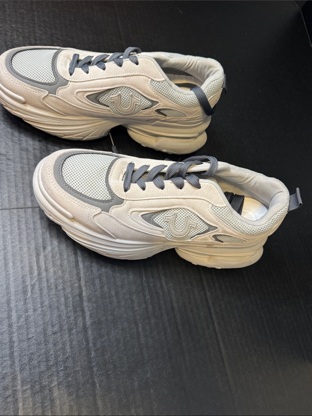 True Religion Men's Cole Sneaker in White and Gray mens size 10